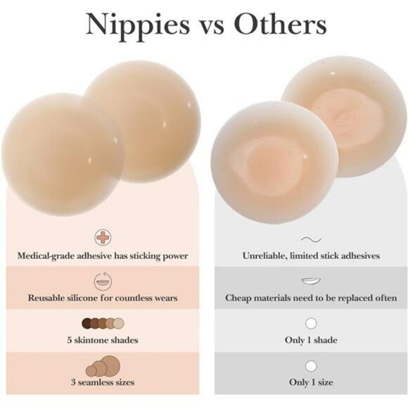 Reusable Silicone Nipple Covers Adhesive Invisible Pasties for Women Bra Free - Picture 3 of 7